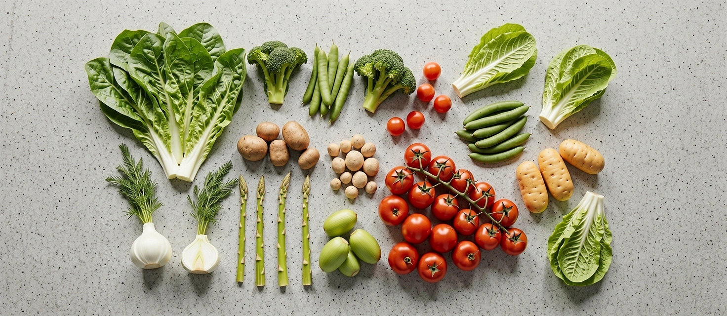 Ingredientes frescos y naturales representativos de una dieta equilibrada